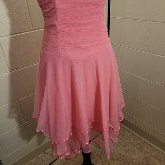 Vintage Pink Strapless Asymmetrical Fairy Hippie Boho Dress - Picture 7 of 7